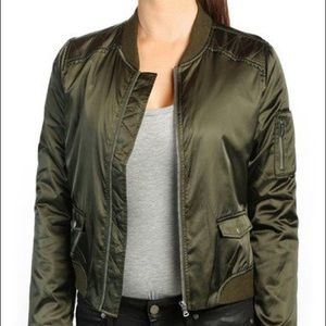 Gorgeous Paige satin bomber jacket in forest green